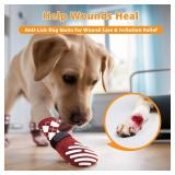LOOBANI Christmas Dog Socks to Prevent Licking Paws - Dog Socks for Hardwood Floors Anti Slip for Traction Control - Dog Grippy Socks for Senior Dog Small Medium Large Dogs on Tile Floors, Red L