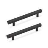 NIZADO 3 1/2 Inch Cabinet Pulls Black, Black Handles for Kitchen Cabinets 10 Pack, Square Drawer Dresser Handles, 6 Inch Overall Length