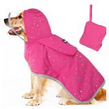 Lukovee Dog Raincoat, Adjustable Dog Rain Jacket with Clear Hooded Double Layer for Large Medium Small Dogs Puppies, Waterproof Rain Coat Poncho with Reflective Storage Pocket & Rim (XL, FU)
