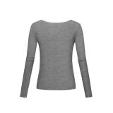 Long Sleeve Shirt Women Thermal Underwear Workout Underscrub Scoop Neck Dark Academia Slim Stretch Tops (Light Grey, Large)