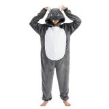 UiopSo Unisex Adult Hippo Onesie Pajamas,Flannel Hooded Sleepwear Halloween Costumes Animal Cosplay Homewear (Large, Hippo)