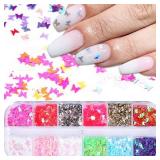 12 Colors Butterfly Glitter Nail Sequins Holographic 3D Nail Art Flakes Colorful Confetti Glitter Sticker,Nail Art Design Makeup DIY Decoration Kit,Nail Sequins for Face Body Eye Hair
