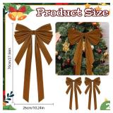 2 Pcs Large Christmas Velvet Bows 10\" x 27.5\" Christmas Bows Tree Ornament Xmas Velvet Ribbon Bow for Gift Wrapping Wreaths Garland Holiday Home Front Door Decor (Brown)
