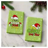 JAKITRE Merry Christmas Hand Towels Set of 2,Xmas Green Hand Towels for Bathroom Decorative Soft Absorbent Washcloths for Winter Holiday Home Indoor Party 18\"x26\"
