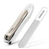 MR.GREEN Nail Clippers Anti Splash Fingernail Cutter Stainless Steel Manicure Tools Nail Scissors Detachable Design Nail Trimmer (L+Nano Glass File)