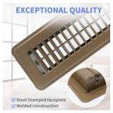 Howeall 2\" x 12\" Floor Register - Heavy Duty Steel Walkable Floor Vents - Easy Adjust Air Supply Lever - Vent Covers for Home (Brown)