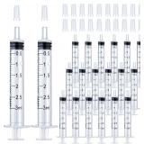 20 Pack 3mL Syringe with Tip Cap for Liquid, 3cc Plastic Syringes with Cover, Non-Sterile, No Needle