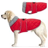 Yoochee Dog Coat, Warm Dog Winter Coat for Medium Dogs, Waterproof Jacket with Adjustable Buckle & Velcro, Reflective Turtleneck Cold Weather Coats, Pet Fleece Vest Snow Jacket (Red, L)