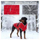 Yoochee Dog Coat, Warm Dog Winter Coat for Medium Dogs, Waterproof Jacket with Adjustable Buckle & Velcro, Reflective Turtleneck Cold Weather Coats, Pet Fleece Vest Snow Jacket (Red, L)