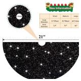 OMKSIH Black Tree Skirt 21 Inch Sequin Christmas Tree Skirt Christmas Tree Collar Black Velvet Tree Skirt Glitter Small Tree Skirt for 4FT Tree Black Halloween Tree Skirts Bling Ornaments