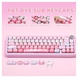 YUNZII Cute Pink Ice Cream Custom Keycaps, 138 Keys Dye Sub PBT MOG Profile Keycap Set for Mechanical Gaming Keyboards (Pink Ice Cream)