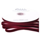 Ribbli Burgundy Velvet Ribbon 3/8 Inches Continuous 25 Yard Spool Green Christmas Ribbon for Gift Wrapping Crafts Home Decor