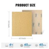 S SATC 1/4 Sheet Sandpaper 40PCS Hoop and Loop Sandpaper 5.5\" x 4.5\" Sandpaper for Palm Sander 40 Grit Sandpaper Sheets for Palm Sanders Sanding Sheets for Wood Woodworking and Car Automotive