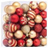 50pcs Christmas Balls 4cm / 1.6\" Christmas Tree Hanging Ornaments Xmas Ball Decoration for Xmas Tree Wreath Garland, Red and Gold