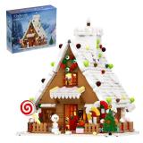 Christmas Gingerbread House Big Building Kit 1111 Pieces Compatible with Lego, Christmas Village House Building Blocks Toy Set Compatible with Lego, Stable Lovely Toy for Families Friends