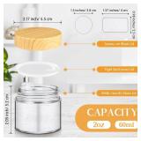 Layhit 24 pcs 2oz Glass Jars with Lids Clear Small Jars with Plastic Woodgrain Lids, White Labels and Inner Liners Empty Round Cosmetic Containers for Creams Lotions Candle Making