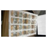 Layhit 24 pcs 2oz Glass Jars with Lids Clear Small Jars with Plastic Woodgrain Lids, White Labels and Inner Liners Empty Round Cosmetic Containers for Creams Lotions Candle Making