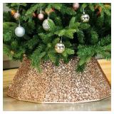 Blissun Sparkling Champagne Gold Christmas Tree Collar â Color Shifts with Light â 25.2â³ Bottom / 14.9â³ Top Foldable Base Cover