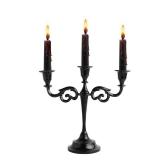 Rely+ 3 Arm Candelabra Taper Candle Holders Decorations Indoor Kitchen DÃ©cor Table Candles Candlestick Candelabra Centerpiece (Black Glossy)