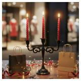 Rely+ 3 Arm Candelabra Taper Candle Holders Decorations Indoor Kitchen DÃ©cor Table Candles Candlestick Candelabra Centerpiece (Black Glossy)