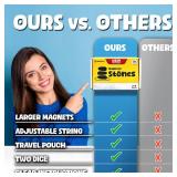 Upgraded (Multi-Level) Magnet Chess Game with String & Stones - Clear & Simple Instructions | Premium Set with 20 Larger & Stronger Stones, Adjustable Rope, 2 Dice & Travel Pouch | for Kids & Adults