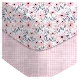 Yoofoss Pack and Play Sheets Girl 2 Pack, 38x26 Mini Crib Sheets Fitted for Baby Compatible with Graco Pack n Play Mattress,Ultra Soft Breathable Microfiber Pink Floral