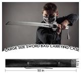Philbinden Sword Bag 50\" Black Sword Case Sword Cover with Adjustable Straps Katana Sheath for Cosplay Costume and Party,Large Size Sword Bag Carrying Case for Japanese Sword Swords Storage Bag