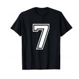 Number 7 T-Shirt Birthday Varsity Sports Team Jersey T-Shirt