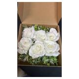 Gvhntk Ivory Rose Boutonniere for Men Wedding Set of 6 Groom Groomsmen Best Man Artificial Flowers Boutonniere for Wedding Ceremony Anniversary Prom Flowers Formal Dinner Party (6, White, Middle)