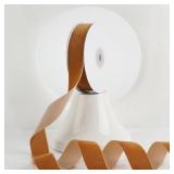 MEEDEE Copper Velvet Ribbon 1 Inch Single Face Nylon Velvet Ribbon 2 Rolls 20 Yards Cognac Ribbons for Christmas Tree, Gift Wrappig, Rustic Wreath, Velvet Bow Making, Floral Bouquet, Home Decor