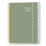 2026 Planner - Academic Planner 2026 from January 2026 to December 2026 with 12 Monthly Tabs, Flexible Cover, Inner Pocket, 8.5\" x 11\", Green