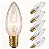Pallerina 6 Pack C26 LED Replacement Bulbs,3V Clear Torpedo Tip Light Bulbs,E12 Candelabra Light Bulbs Soft White Glass Light for Battery Operated LED Window Candle Lights, Christmas Decor