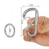 CampTek 6PCS Carabiner Caribeaner Clip,3\" Large Aluminum D Ring Shape Carabeaner with 6PCS Keyring Keychain Hook (Grey)