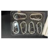 CampTek 6PCS Carabiner Caribeaner Clip,3\" Large Aluminum D Ring Shape Carabeaner with 6PCS Keyring Keychain Hook (Grey)