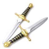 Hoappa 15 Inch Non-Functional Dagger Prop with Reinforced Core for Adult Cosplay, Theatrical Performance and Display, Gold, 2 Pack