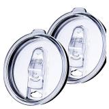 2 Pack 30 oz Tumbler Replacement Lids Plastic Splash Covers tops for 30 oz coffee cup lids Clear Cup Covers for Inner diameter 3.62 to 3.66 Inch Mouth Tumbler Cooler
