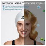 WHALE Extra Large Swim Cap for Women Men Non-Slip, High Elasticity Keeps Hair Dry Unisex Large Size Suitable for Long Hair, Curly Hair and African Dreadlocks (White)