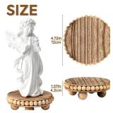HouseJoy 2Pcs Wood Risers for Display Decorative,Round Beaded Riser Distressed for Decor ,Wooden Farmhouse Coasters Mini Cake Stand Plant Stand,Rustic Pedestal Stand Decor Display Risers for Tiered