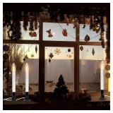 Bokoiuu 4PK Electric Window Candle, Nickel Plated Alloy Base, with 6LED Warm White Bulbs (2 Spare), Dusk to Dawn Sensor to Turn Candle On in Darkness and Off in Brightness, 5ft White Plug Cord