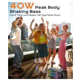 ABigDay Party Bluetooth Speaker Up to 40W Sound Peak, Dynamic LED Lights, 8 Vibrant Colors & 5 Light Modes, Micro SD Slot, AUX, USB & Microphone Input, 6-Hours Playtime, Ideal for Events & Parties