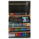 POPYOLA Art Supplies, 269 Piece Deluxe Art Set with 6 Drawing Pads, Watercolor Paints, Crayons, Colored Pencils Set in Wooden Case, Creative Gifts for Artists Adults Kids