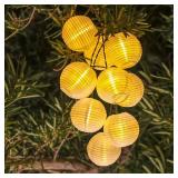 Vigdur Solar Lantern String Lights - Outdoor Paper Lantern Lights Waterproof, Outdoor Patio Light for Garden Party Camping Yard Decor, (6.6FT)