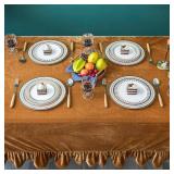 GLORY SEASON Velvet Tablecloth Luxurious Solid Rectangle Table Cloth,Oblong Retro Farmhouse Ruffle Tablecloths Washable Table Cover for Party Wedding Baby Shower Kitchen Dinning Tabletop Decoration