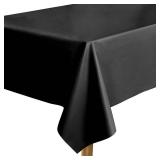 Aijoviko Table Cloth for Rectangle Tables Soft Leather Tablecloth Waterproof Wipeable Table Cover for Parties,Picnic and Camping Outdoor Tablecloths(Black 54\"x84\")