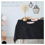 Aijoviko Table Cloth for Rectangle Tables Soft Leather Tablecloth Waterproof Wipeable Table Cover for Parties,Picnic and Camping Outdoor Tablecloths(Black 54\"x84\")