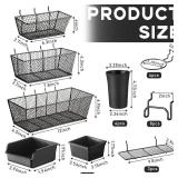 Sieral 30 Pcs Pegboard Organizer Accessories Kit Includes Peg Board Shelving Storage Basket Organizer Bins Hooks Loops Cup with Cup Holder for Garage Room Wall Attachments Tools(Black)