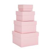 Stockroom Plus Gift Box Set - 4 Piece Assortment, Pink - Nesting & Stackable Pink Square Boxes with Lids for Weddings, Birthdays & Favors