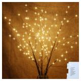 AMARS 2 Pack Lighted Prelit Twig Tree Branches Lights with Timer, Battery Operated, Christmas Holiday Decorative Sticks Vase Filler for Home Decoration (31inch)