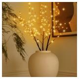 AMARS 2 Pack Lighted Prelit Twig Tree Branches Lights with Timer, Battery Operated, Christmas Holiday Decorative Sticks Vase Filler for Home Decoration (31inch)