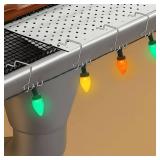 MorningRo 100 Pcs Gutter Hooks for Hanging Outdoor Lights Fits Either Mesh or Perforated Gutter Guard Metal Corkscrew Shaped Clips for Holiday Festival Christmas Home Decoration Party